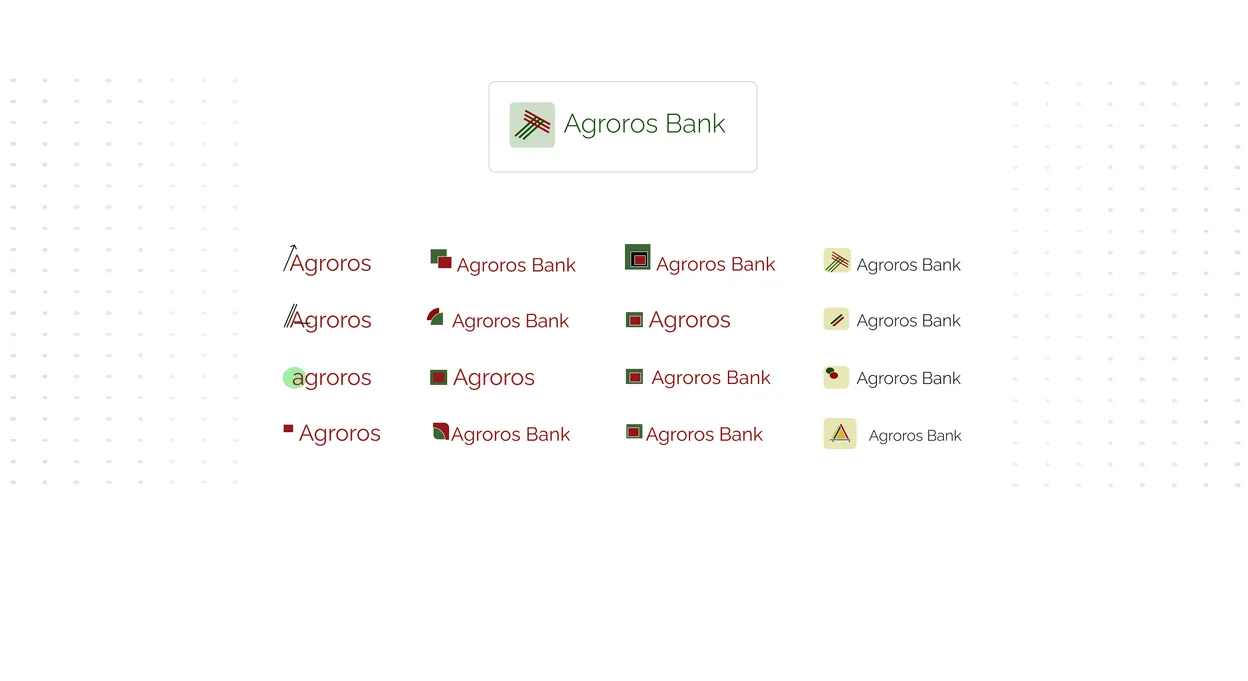Refreshed Agroros Bank logo and the variants explored